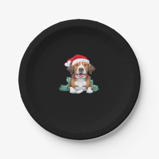 Grappige kerstman hond Oversized T-Shirt Papieren Bordje (Voorkant)
