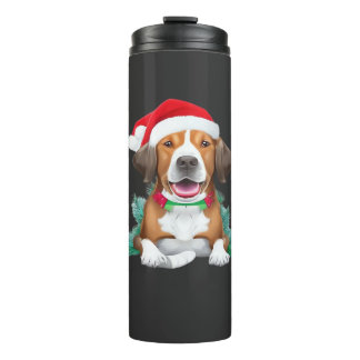 Grappige kerstman hond Oversized T-Shirt Thermosbeker