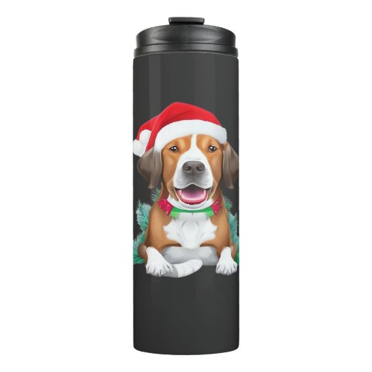 Grappige kerstman hond Oversized T-Shirt Thermosbeker (Voorkant)