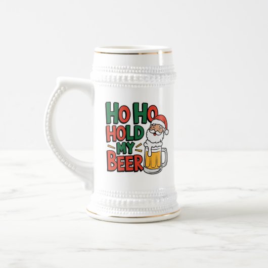 Grappige Kerstman houden bier woord kunst Bierpul (Links)