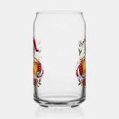 Grappige Kerstman houdt bier Blikvorm Glas (Links)
