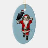 Grappige Kerstman Houdt van Raven Keramisch Ornament (Rechts)