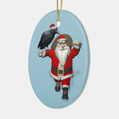 Grappige Kerstman Houdt van Raven Keramisch Ornament (Links)