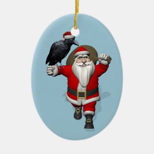 Grappige Kerstman Houdt van Raven Keramisch Ornament