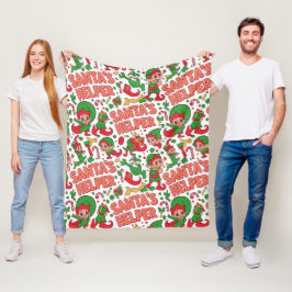 Grappige Kerstman Hulpie Elf Retro Cartoon Fleece Deken