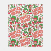 Grappige Kerstman Hulpie Elf Retro Cartoon Fleece Deken (Voorkant)