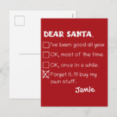 Grappige Kerstman Ik Ben Braaf Kerst Checklist Feestdagenkaart (Voorkant / Achterkant)