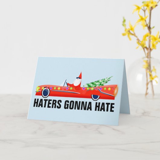 GRAPPIGE KERSTMAN IN AUTO KERSTKAARTEN KAART (Gele Bloem)