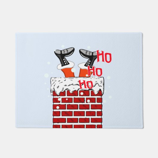 Grappige Kerstman in schoorsteen Deurmat (Voorkant)