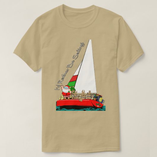 Grappige kerstman in zeilboot zeiler t-shirt (Design voorkant)