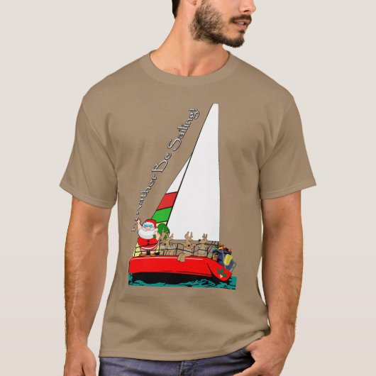 Grappige kerstman in zeilboot zeiler t-shirt (Voorkant)