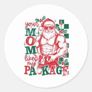 Grappige Kerstman Je Moeder Likt Mijn Pakket Kerst Ronde Sticker