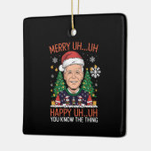 Grappige Kerstman Joe Biden Prettig Uh Uh Kerstfee Keramisch Ornament (Links)