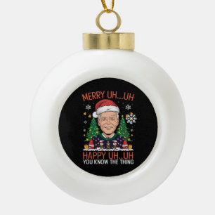 Grappige Kerstman Joe Biden Prettig Uh Uh Kerstfee Keramische Bal Ornament