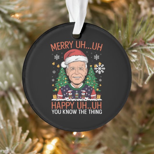 Grappige Kerstman Joe Biden Prettig Uh Uh Kerstfee Ornament (Boom)