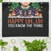 Grappige Kerstman Joe Biden Prettig Uh Uh Kerstfee Theedoek (Gevouwen)