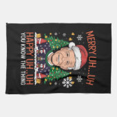 Grappige Kerstman Joe Biden Prettig Uh Uh Kerstfee Theedoek (Horizontaal)