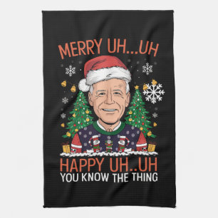 Grappige Kerstman Joe Biden Prettig Uh Uh Kerstmis Theedoek