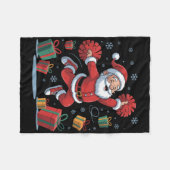 Grappige Kerstman Juichende Cheerleading Kerstmis Fleece Deken (Voorkant (Horizontaal))