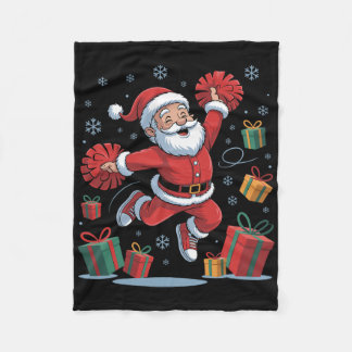 Grappige Kerstman Juichende Cheerleading Kerstmis  Fleece Deken
