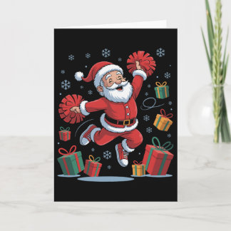 Grappige Kerstman Juichende Cheerleading Kerstmis  Kaart