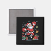Grappige Kerstman Juichende Cheerleading Kerstmis Magneet (Voorkant / Achterkant)