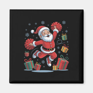 Grappige Kerstman Juichende Cheerleading Kerstmis  Magneet