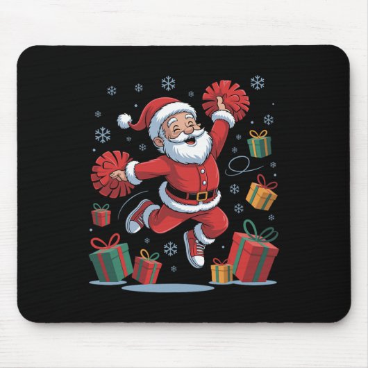Grappige Kerstman Juichende Cheerleading Kerstmis  Muismat (Voorkant)