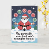 Grappige Kerstman Kaart - Meditatie Humor | Ca (Gele Bloem)