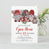 Grappige Kerstman Kabouters Kerstvakantie Open Hui Kaart (Staand voorkant)