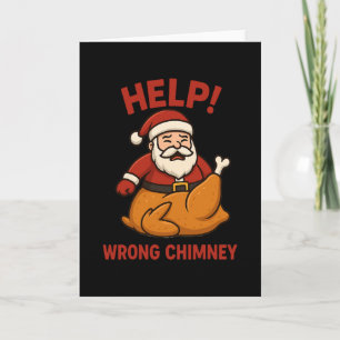 Grappige Kerstman Kalkoen Hulp Verkeerde Schoorste Kaart