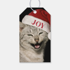 Grappige Kerstman Kat Lach Kerstmis Cadeaulabel