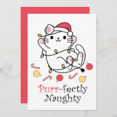 Grappige Kerstman Kat Purrfect Ondeugend Feestdagenkaart (Voorkant / Achterkant)