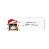 Grappige Kerstman Kat Retouradreslabel Etiket (Voorkant)