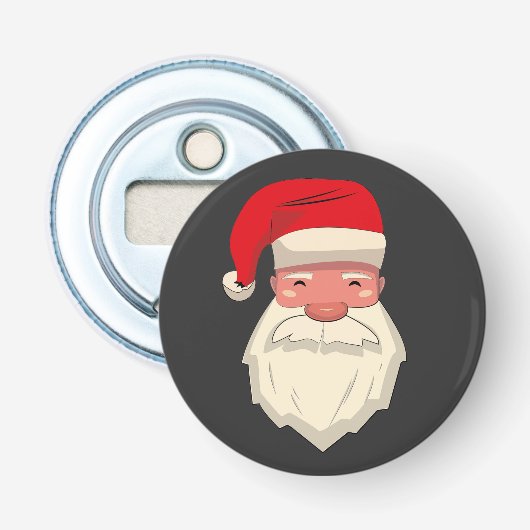 grappige kerstman kerst button flesopener (Voorkant)