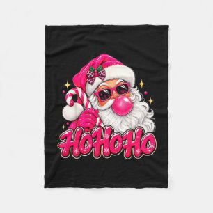 Grappige kerstman kerst roze zonnebril sneeuw bubb fleece deken