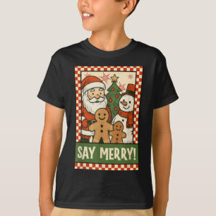 Grappige Kerstman Kerstbrood Sneeuwman Selfie S T-shirt