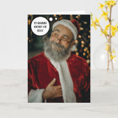 Grappige kerstman, kerstgroet kaart (Gele Bloem)