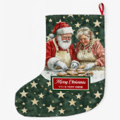 Grappige Kerstman Kerstkous familie Grote Kerstsok (Achterkant)