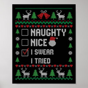 Grappige Kerstman Kerstlijst Leuk Stout Ik Zweer H Poster