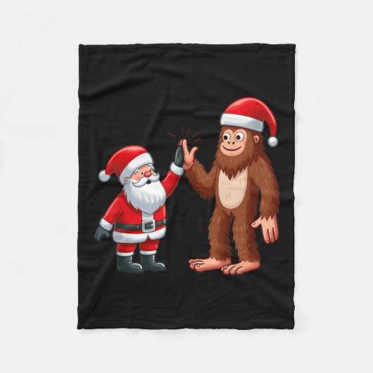 Grappige Kerstman Kerstman Bigfoot High-fiving Xm Fleece Deken (Voorkant)