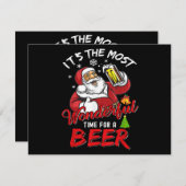 Grappige Kerstman Kerstman Drinkt Bier Geweldig Feestdagenkaart (Voorkant / Achterkant)
