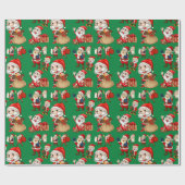 Grappige Kerstman Kerstman Groen Cadeaupapier (Vlak)