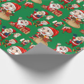 Grappige Kerstman Kerstman Groen Cadeaupapier (Hoek)