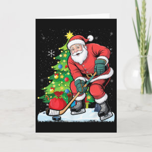 Grappige Kerstman Kerstmis IJshockey Kinderen Voor Kaart