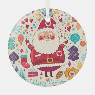Grappige Kerstman Kerstmis Illustratie Glas Ornament