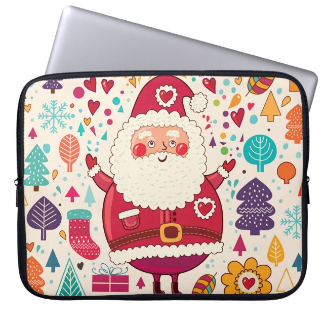 Grappige Kerstman Kerstmis Illustratie Laptop Sleeve (Voorkant)