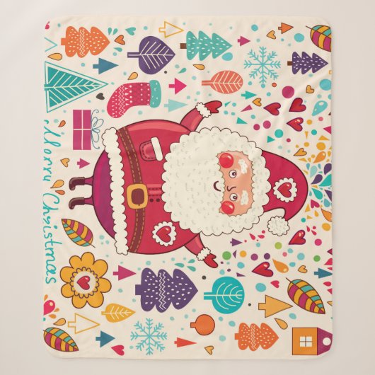 Grappige Kerstman Kerstmis Illustratie Sherpa Deken (Voorkant)