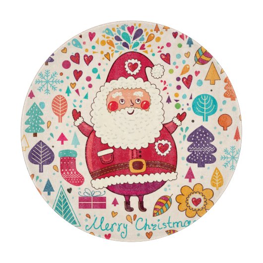 Grappige Kerstman Kerstmis Illustratie Snijplank (Voorkant)
