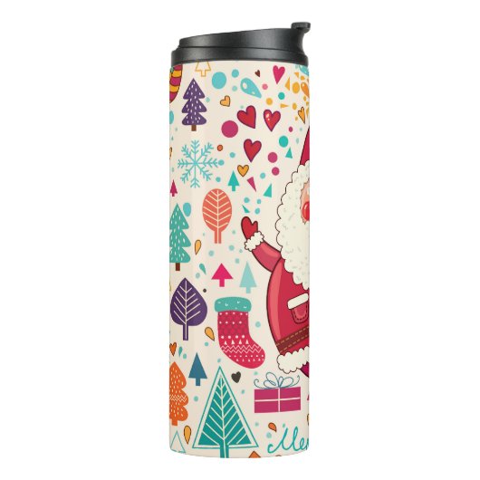 Grappige Kerstman Kerstmis Illustratie Thermosbeker (Gedraaid links)